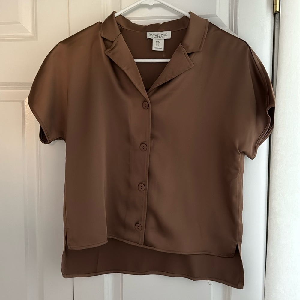 Rachel Zoe brown silk like top